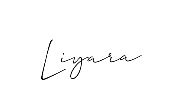 Use a signature maker to create a handwritten signature online. With this signature software, you can design (Allison_Script) your own signature for name Liyara. Liyara signature style 2 images and pictures png