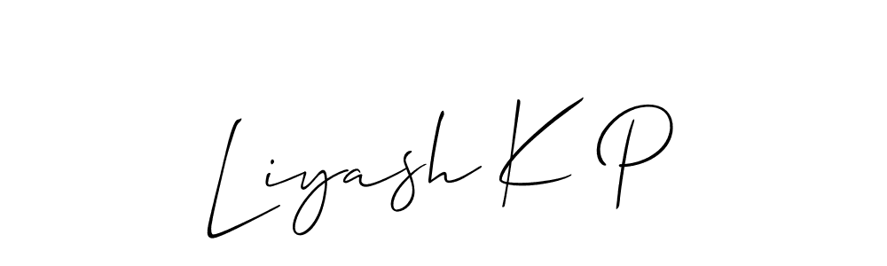 Also You can easily find your signature by using the search form. We will create Liyash K P name handwritten signature images for you free of cost using Allison_Script sign style. Liyash K P signature style 2 images and pictures png