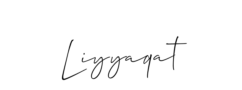 The best way (Allison_Script) to make a short signature is to pick only two or three words in your name. The name Liyyaqat include a total of six letters. For converting this name. Liyyaqat signature style 2 images and pictures png