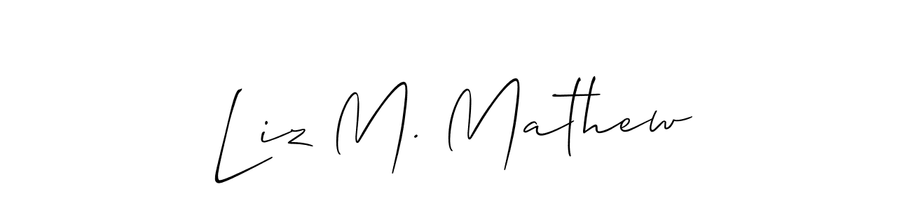 Similarly Allison_Script is the best handwritten signature design. Signature creator online .You can use it as an online autograph creator for name Liz M. Mathew. Liz M. Mathew signature style 2 images and pictures png