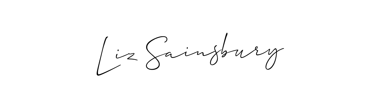 You should practise on your own different ways (Allison_Script) to write your name (Liz Sainsbury) in signature. don't let someone else do it for you. Liz Sainsbury signature style 2 images and pictures png