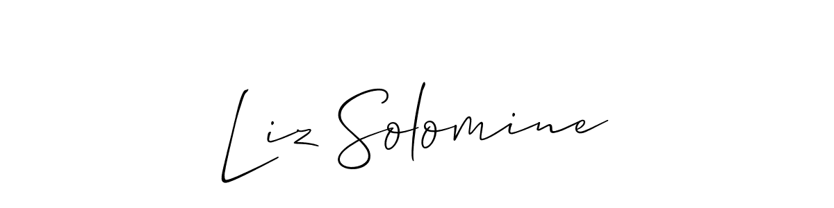 Allison_Script is a professional signature style that is perfect for those who want to add a touch of class to their signature. It is also a great choice for those who want to make their signature more unique. Get Liz Solomine name to fancy signature for free. Liz Solomine signature style 2 images and pictures png