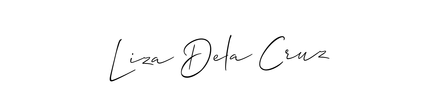 Make a beautiful signature design for name Liza Dela Cruz. With this signature (Allison_Script) style, you can create a handwritten signature for free. Liza Dela Cruz signature style 2 images and pictures png