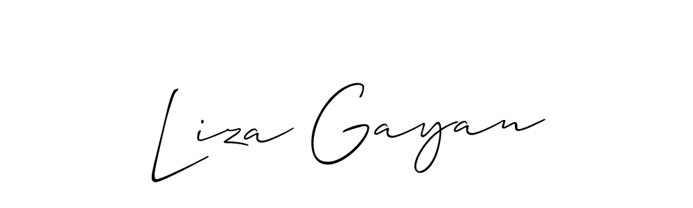 Allison_Script is a professional signature style that is perfect for those who want to add a touch of class to their signature. It is also a great choice for those who want to make their signature more unique. Get Liza Gayan name to fancy signature for free. Liza Gayan signature style 2 images and pictures png