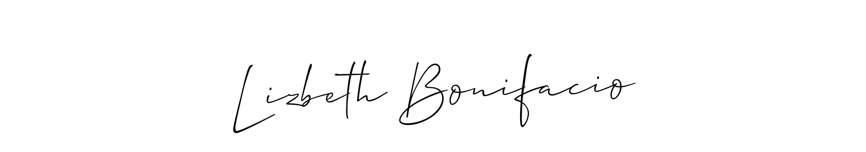 The best way (Allison_Script) to make a short signature is to pick only two or three words in your name. The name Lizbeth Bonifacio include a total of six letters. For converting this name. Lizbeth Bonifacio signature style 2 images and pictures png