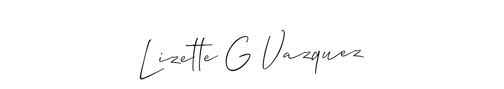 Check out images of Autograph of Lizette G Vazquez name. Actor Lizette G Vazquez Signature Style. Allison_Script is a professional sign style online. Lizette G Vazquez signature style 2 images and pictures png