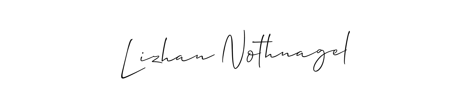 The best way (Allison_Script) to make a short signature is to pick only two or three words in your name. The name Lizhan Nothnagel include a total of six letters. For converting this name. Lizhan Nothnagel signature style 2 images and pictures png