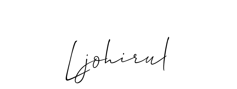 How to make Ljohirul name signature. Use Allison_Script style for creating short signs online. This is the latest handwritten sign. Ljohirul signature style 2 images and pictures png