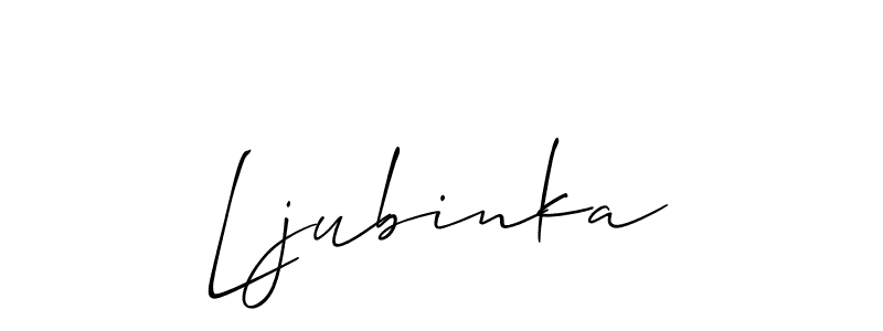 Also You can easily find your signature by using the search form. We will create Ljubinka name handwritten signature images for you free of cost using Allison_Script sign style. Ljubinka signature style 2 images and pictures png