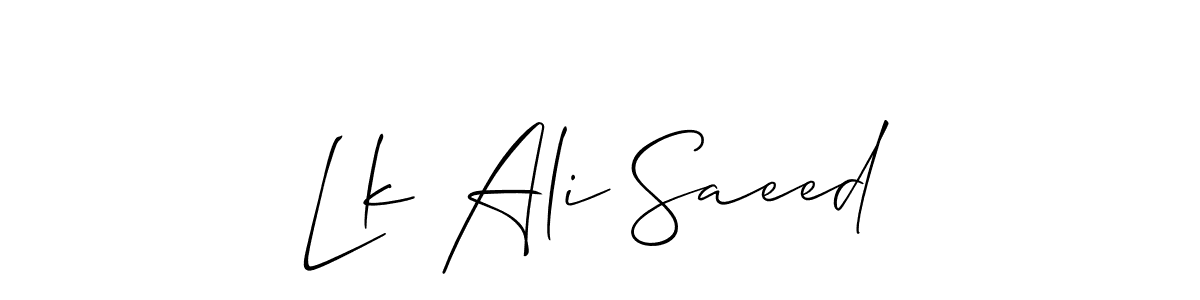 How to make Lk Ali Saeed name signature. Use Allison_Script style for creating short signs online. This is the latest handwritten sign. Lk Ali Saeed signature style 2 images and pictures png