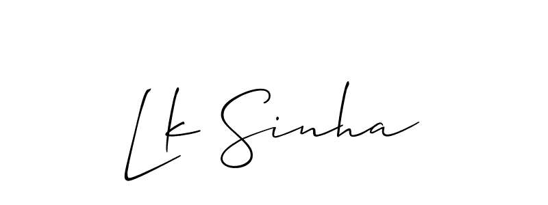 Use a signature maker to create a handwritten signature online. With this signature software, you can design (Allison_Script) your own signature for name Lk Sinha. Lk Sinha signature style 2 images and pictures png