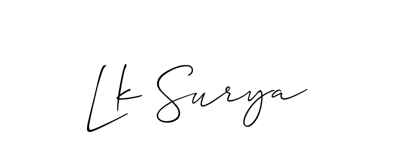 Check out images of Autograph of Lk Surya name. Actor Lk Surya Signature Style. Allison_Script is a professional sign style online. Lk Surya signature style 2 images and pictures png