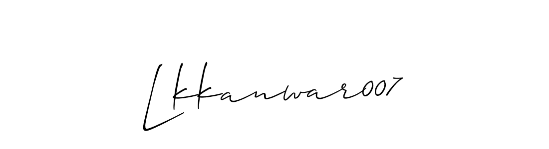 The best way (Allison_Script) to make a short signature is to pick only two or three words in your name. The name Lkkanwar007 include a total of six letters. For converting this name. Lkkanwar007 signature style 2 images and pictures png