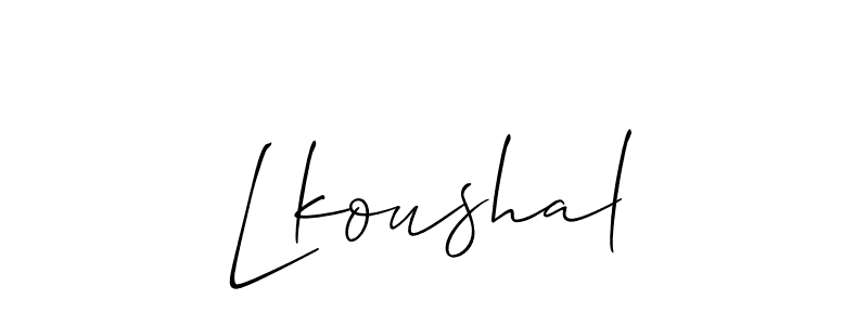 Lkoushal stylish signature style. Best Handwritten Sign (Allison_Script) for my name. Handwritten Signature Collection Ideas for my name Lkoushal. Lkoushal signature style 2 images and pictures png
