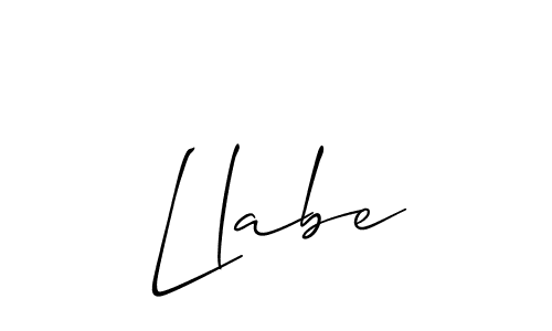 Use a signature maker to create a handwritten signature online. With this signature software, you can design (Allison_Script) your own signature for name Llabe. Llabe signature style 2 images and pictures png
