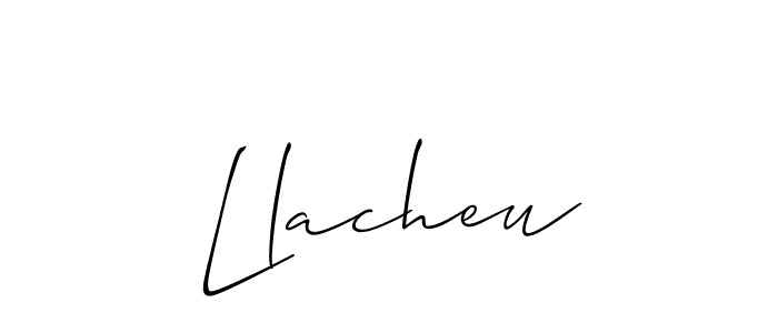 Allison_Script is a professional signature style that is perfect for those who want to add a touch of class to their signature. It is also a great choice for those who want to make their signature more unique. Get Llacheu name to fancy signature for free. Llacheu signature style 2 images and pictures png