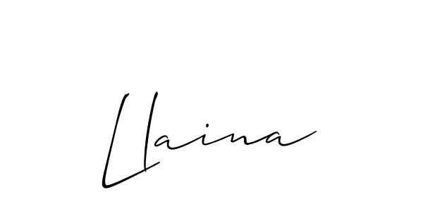 The best way (Allison_Script) to make a short signature is to pick only two or three words in your name. The name Llaina include a total of six letters. For converting this name. Llaina signature style 2 images and pictures png