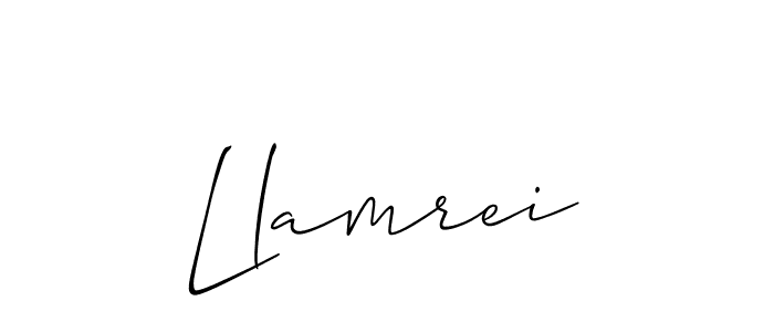 Design your own signature with our free online signature maker. With this signature software, you can create a handwritten (Allison_Script) signature for name Llamrei. Llamrei signature style 2 images and pictures png