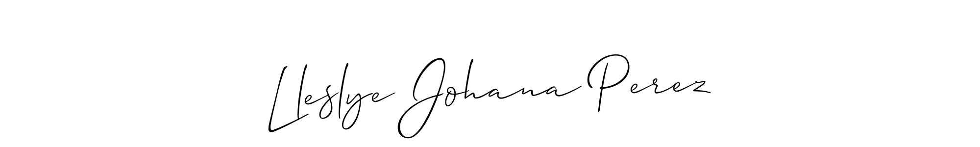 Make a short Lleslye Johana Perez signature style. Manage your documents anywhere anytime using Allison_Script. Create and add eSignatures, submit forms, share and send files easily. Lleslye Johana Perez signature style 2 images and pictures png