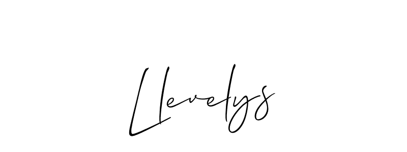 The best way (Allison_Script) to make a short signature is to pick only two or three words in your name. The name Llevelys include a total of six letters. For converting this name. Llevelys signature style 2 images and pictures png