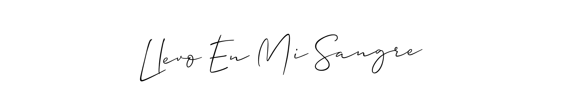 Design your own signature with our free online signature maker. With this signature software, you can create a handwritten (Allison_Script) signature for name Llevo En Mi Sangre. Llevo En Mi Sangre signature style 2 images and pictures png