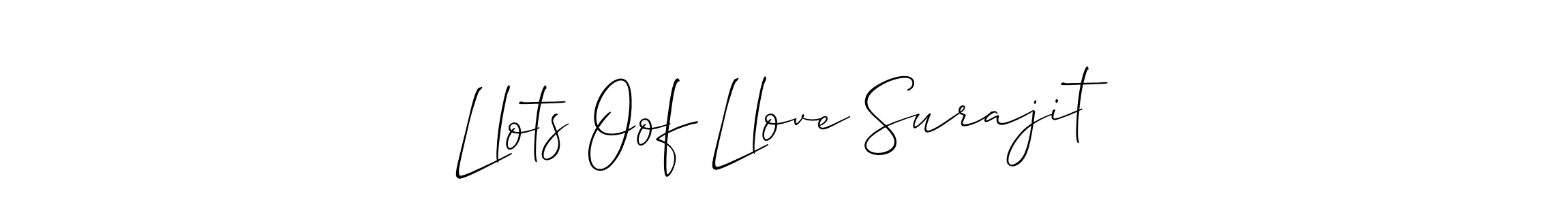 Also You can easily find your signature by using the search form. We will create Llots Oof Llove Surajit name handwritten signature images for you free of cost using Allison_Script sign style. Llots Oof Llove Surajit signature style 2 images and pictures png