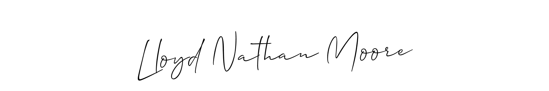 The best way (Allison_Script) to make a short signature is to pick only two or three words in your name. The name Lloyd Nathan Moore include a total of six letters. For converting this name. Lloyd Nathan Moore signature style 2 images and pictures png