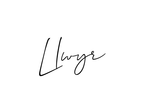 How to make Llwyr name signature. Use Allison_Script style for creating short signs online. This is the latest handwritten sign. Llwyr signature style 2 images and pictures png