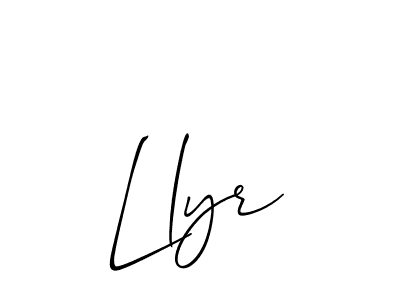 The best way (Allison_Script) to make a short signature is to pick only two or three words in your name. The name Llyr include a total of six letters. For converting this name. Llyr signature style 2 images and pictures png