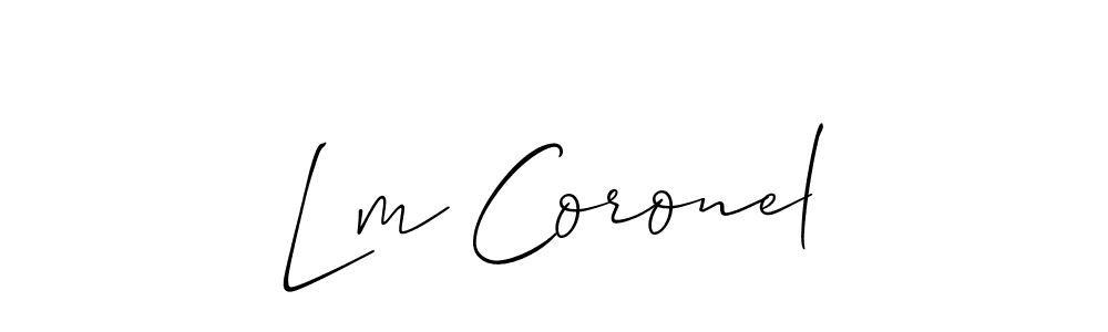 if you are searching for the best signature style for your name Lm Coronel. so please give up your signature search. here we have designed multiple signature styles  using Allison_Script. Lm Coronel signature style 2 images and pictures png