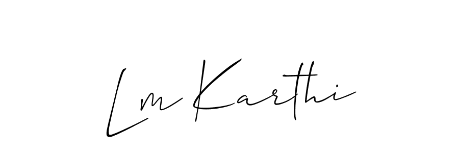 if you are searching for the best signature style for your name Lm Karthi. so please give up your signature search. here we have designed multiple signature styles  using Allison_Script. Lm Karthi signature style 2 images and pictures png