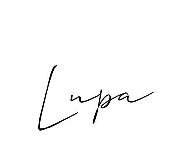 Use a signature maker to create a handwritten signature online. With this signature software, you can design (Allison_Script) your own signature for name Lnpa. Lnpa signature style 2 images and pictures png