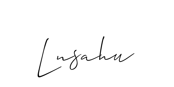 Allison_Script is a professional signature style that is perfect for those who want to add a touch of class to their signature. It is also a great choice for those who want to make their signature more unique. Get Lnsahu name to fancy signature for free. Lnsahu signature style 2 images and pictures png