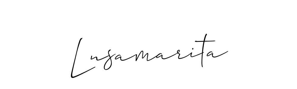 Allison_Script is a professional signature style that is perfect for those who want to add a touch of class to their signature. It is also a great choice for those who want to make their signature more unique. Get Lnsamarita name to fancy signature for free. Lnsamarita signature style 2 images and pictures png
