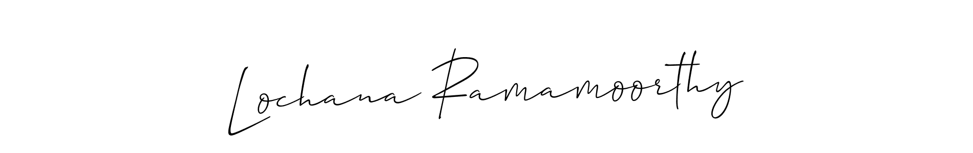 Allison_Script is a professional signature style that is perfect for those who want to add a touch of class to their signature. It is also a great choice for those who want to make their signature more unique. Get Lochana Ramamoorthy name to fancy signature for free. Lochana Ramamoorthy signature style 2 images and pictures png