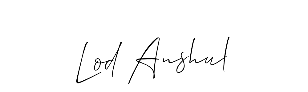 The best way (Allison_Script) to make a short signature is to pick only two or three words in your name. The name Lod Anshul include a total of six letters. For converting this name. Lod Anshul signature style 2 images and pictures png