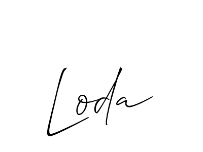 Design your own signature with our free online signature maker. With this signature software, you can create a handwritten (Allison_Script) signature for name Loda. Loda signature style 2 images and pictures png