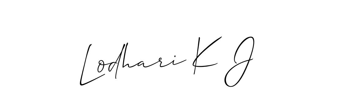 Allison_Script is a professional signature style that is perfect for those who want to add a touch of class to their signature. It is also a great choice for those who want to make their signature more unique. Get Lodhari K J name to fancy signature for free. Lodhari K J signature style 2 images and pictures png