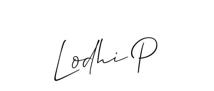 Design your own signature with our free online signature maker. With this signature software, you can create a handwritten (Allison_Script) signature for name Lodhi P. Lodhi P signature style 2 images and pictures png