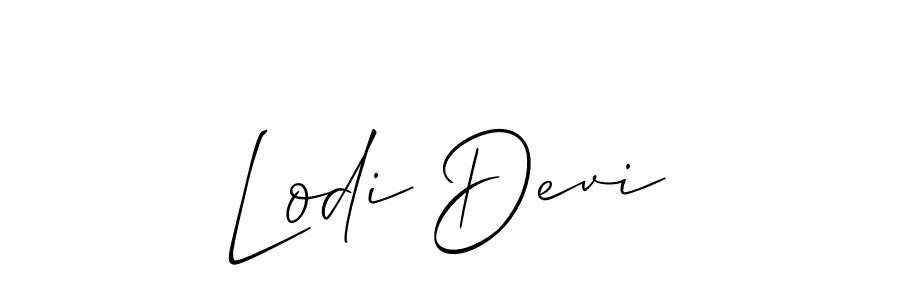 It looks lik you need a new signature style for name Lodi Devi. Design unique handwritten (Allison_Script) signature with our free signature maker in just a few clicks. Lodi Devi signature style 2 images and pictures png