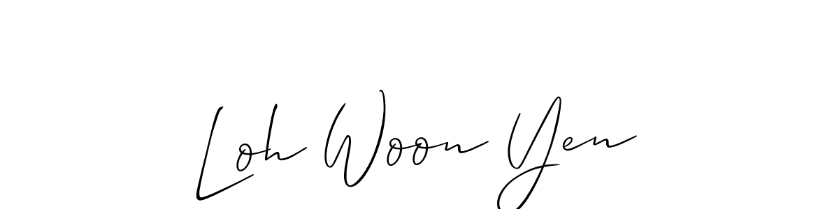 Allison_Script is a professional signature style that is perfect for those who want to add a touch of class to their signature. It is also a great choice for those who want to make their signature more unique. Get Loh Woon Yen name to fancy signature for free. Loh Woon Yen signature style 2 images and pictures png