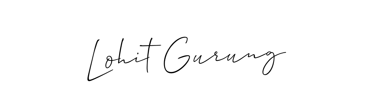 Make a short Lohit Gurung signature style. Manage your documents anywhere anytime using Allison_Script. Create and add eSignatures, submit forms, share and send files easily. Lohit Gurung signature style 2 images and pictures png