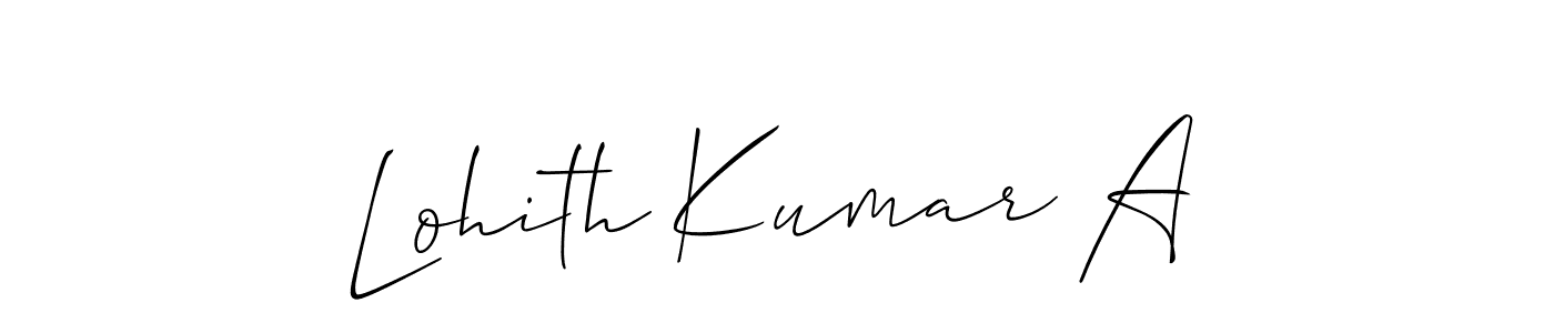 Also You can easily find your signature by using the search form. We will create Lohith Kumar A name handwritten signature images for you free of cost using Allison_Script sign style. Lohith Kumar A signature style 2 images and pictures png