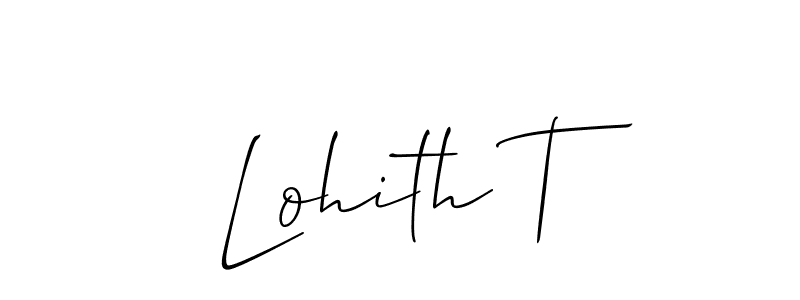 The best way (Allison_Script) to make a short signature is to pick only two or three words in your name. The name Lohith T include a total of six letters. For converting this name. Lohith T signature style 2 images and pictures png