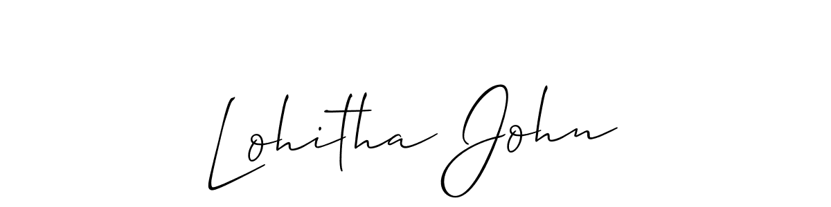 Make a short Lohitha John signature style. Manage your documents anywhere anytime using Allison_Script. Create and add eSignatures, submit forms, share and send files easily. Lohitha John signature style 2 images and pictures png