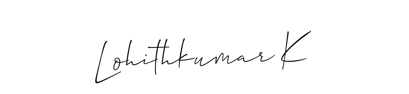 Make a beautiful signature design for name Lohithkumar K. With this signature (Allison_Script) style, you can create a handwritten signature for free. Lohithkumar K signature style 2 images and pictures png