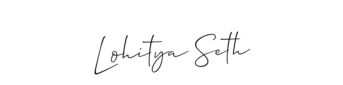 You should practise on your own different ways (Allison_Script) to write your name (Lohitya Seth) in signature. don't let someone else do it for you. Lohitya Seth signature style 2 images and pictures png