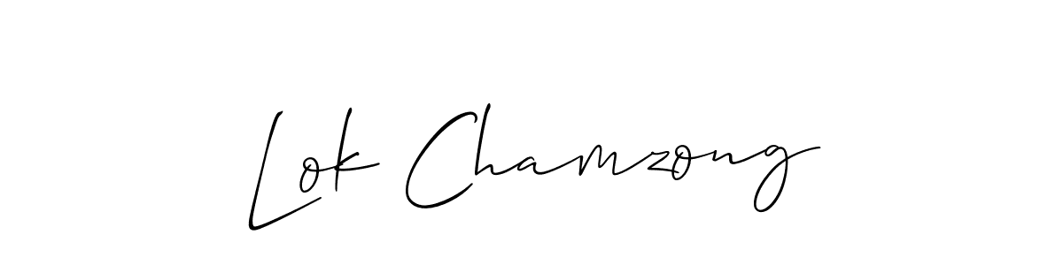 Also You can easily find your signature by using the search form. We will create Lok Chamzong name handwritten signature images for you free of cost using Allison_Script sign style. Lok Chamzong signature style 2 images and pictures png