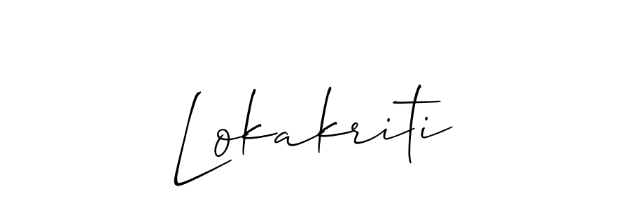 Use a signature maker to create a handwritten signature online. With this signature software, you can design (Allison_Script) your own signature for name Lokakriti. Lokakriti signature style 2 images and pictures png