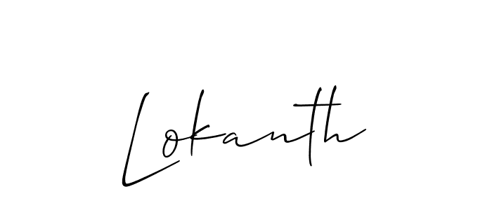 Make a beautiful signature design for name Lokanth. With this signature (Allison_Script) style, you can create a handwritten signature for free. Lokanth signature style 2 images and pictures png